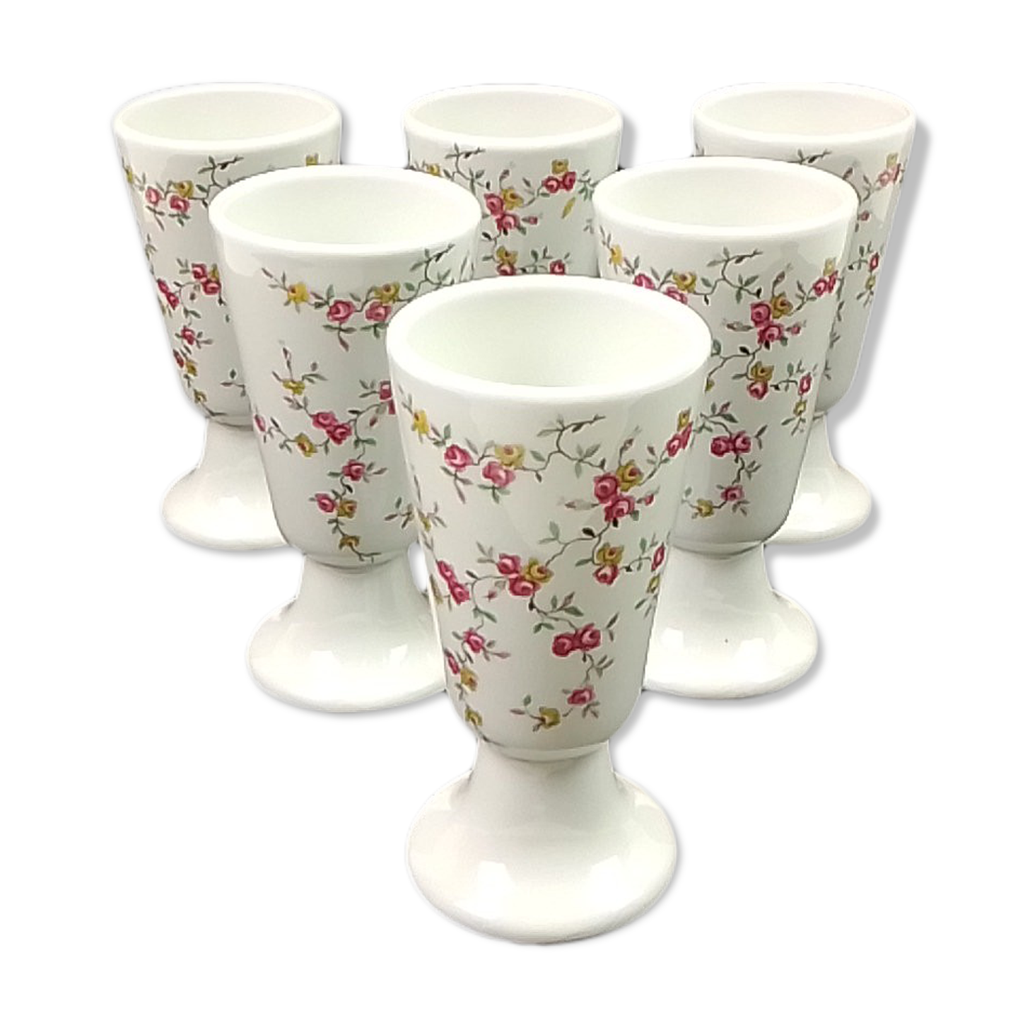 Lot of 6 white mazagrans deco flowers - Tradition France
