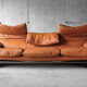 Sofa Maralunga leather camel 3 places, Vico Magistretti for Cassina
