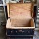 Wicker bag Gaigneur, coated canvas and leather marked JG