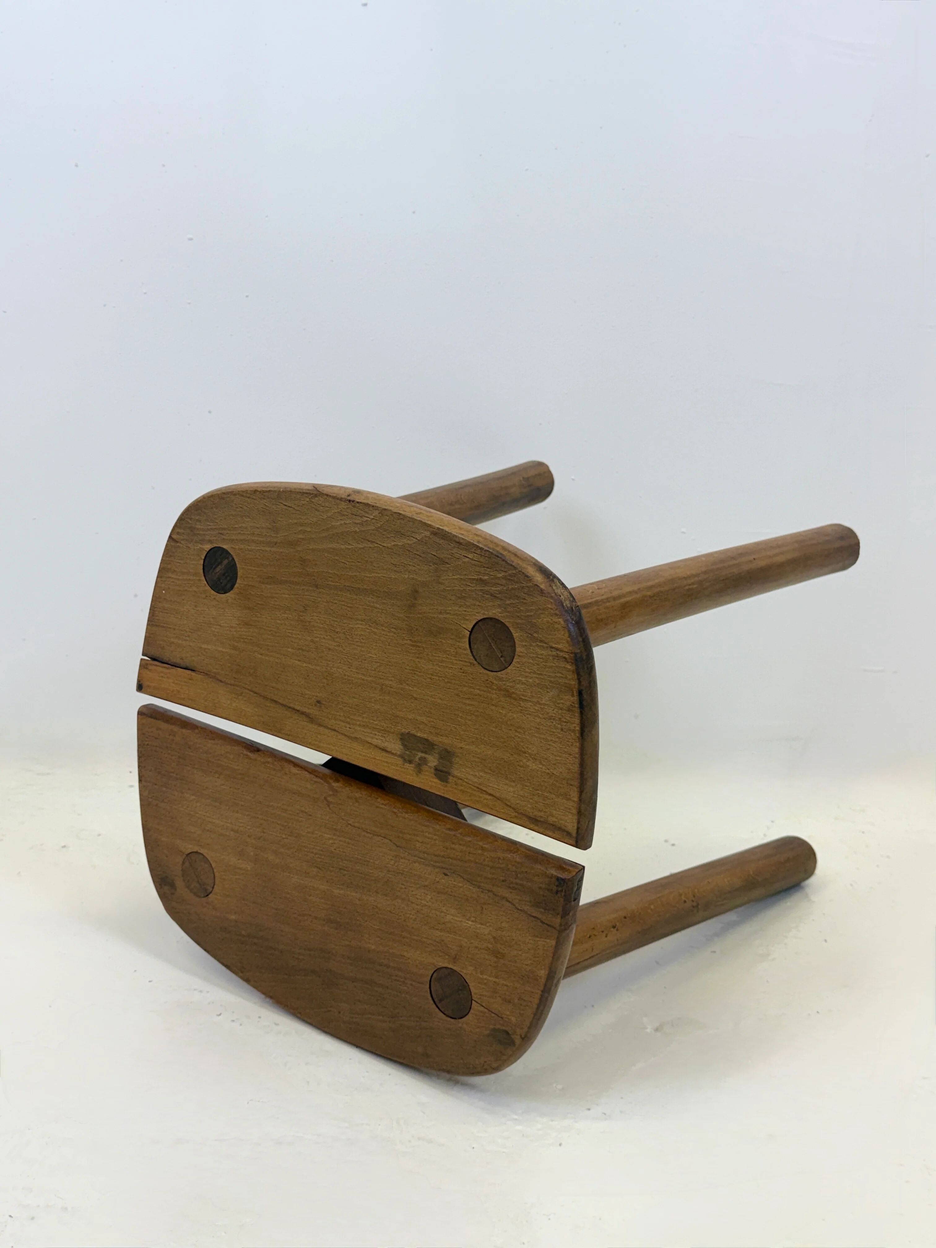 Wooden stool — Pierre Gautier-Delaye, France, 1960s