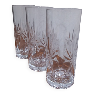 Very Beautiful Set of 3 Water or Orangeade Glasses in Cut Crystal