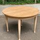 Renovated round extendable Scandinavian dining table in teak, 110cm.