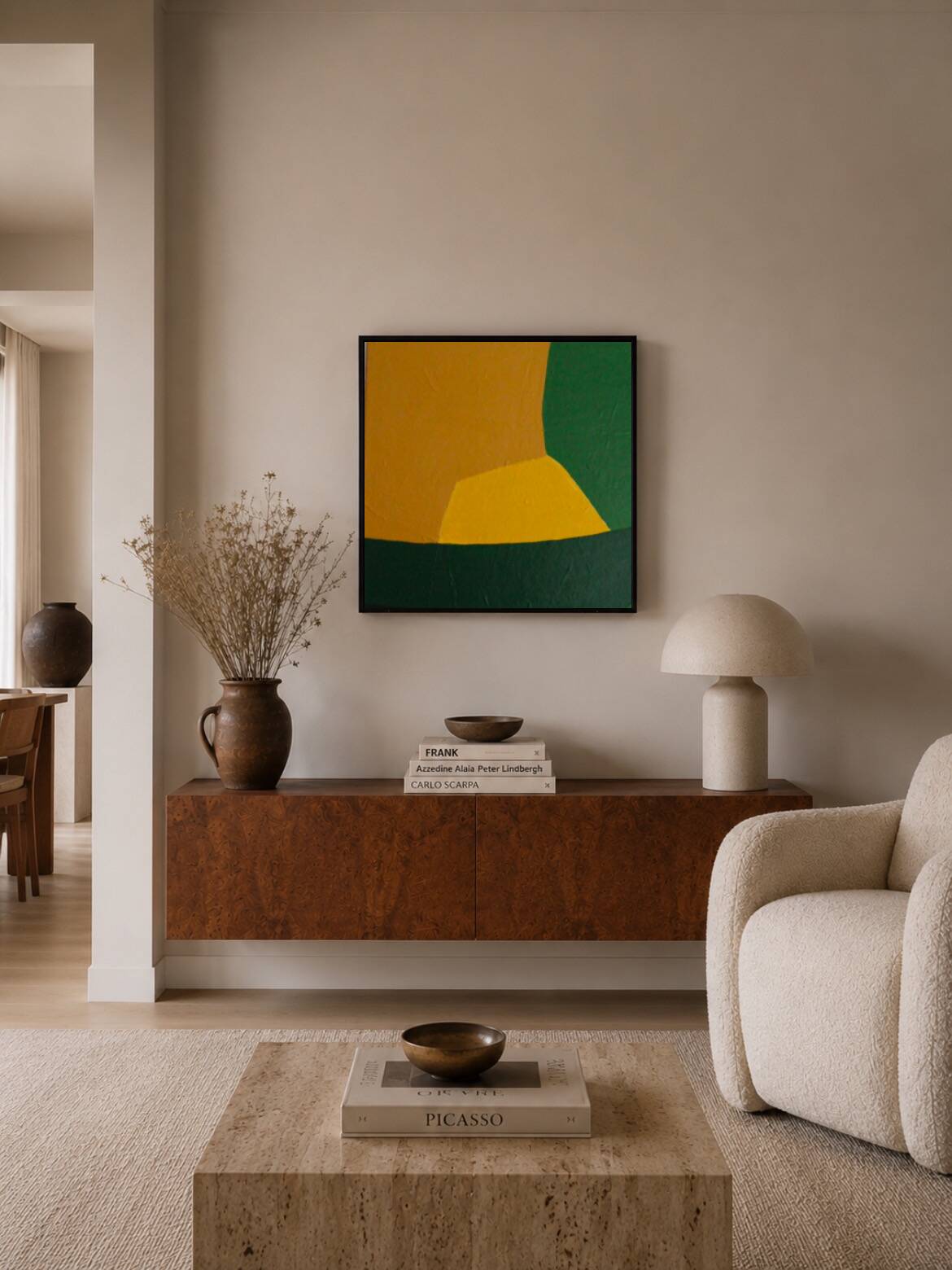Peinture sur toile " the sun rises slowly" signée