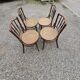 4 vintage Fischel bistro chairs in curved wood and cane
