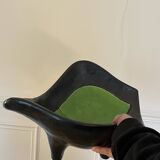 Large tripod pocket bowl in black ceramic 1950