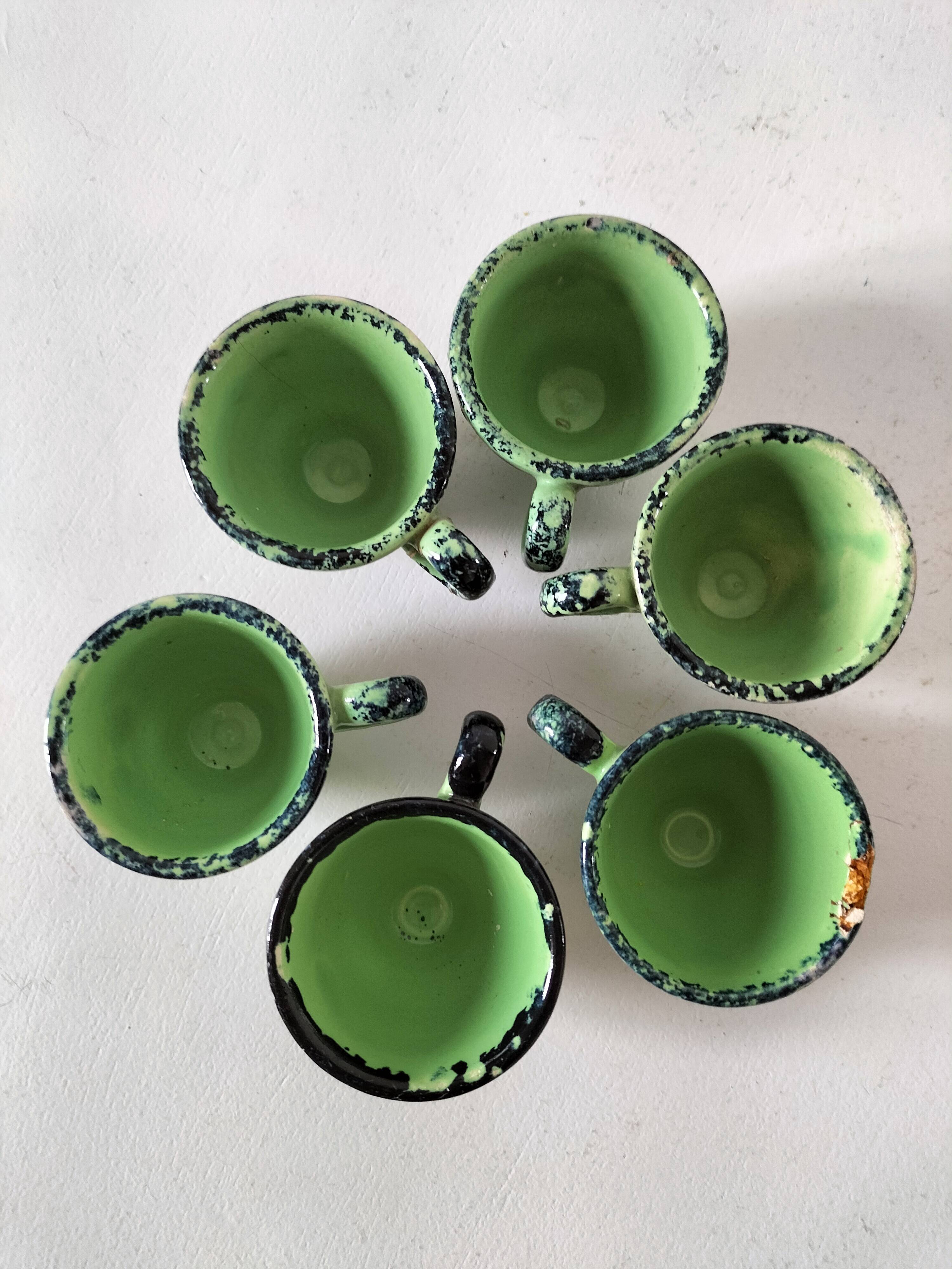 6 mini HB Quimper cups, bright green