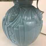 Art Deco blue opaline lamp