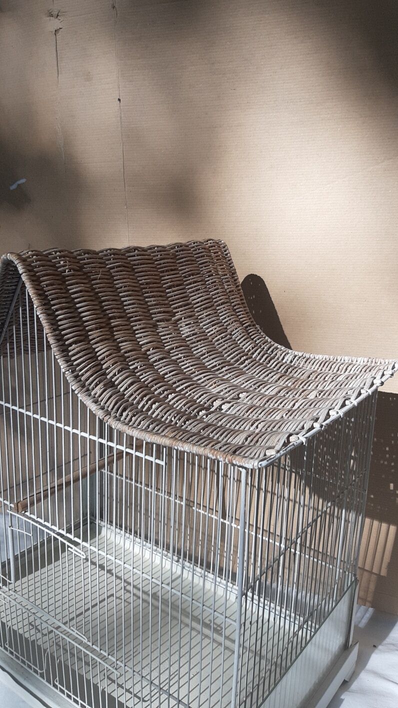 Iron and wicker bird cage