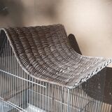 Iron and wicker bird cage