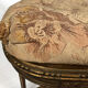Louis XVI style piano bench, dark gilded cane wood