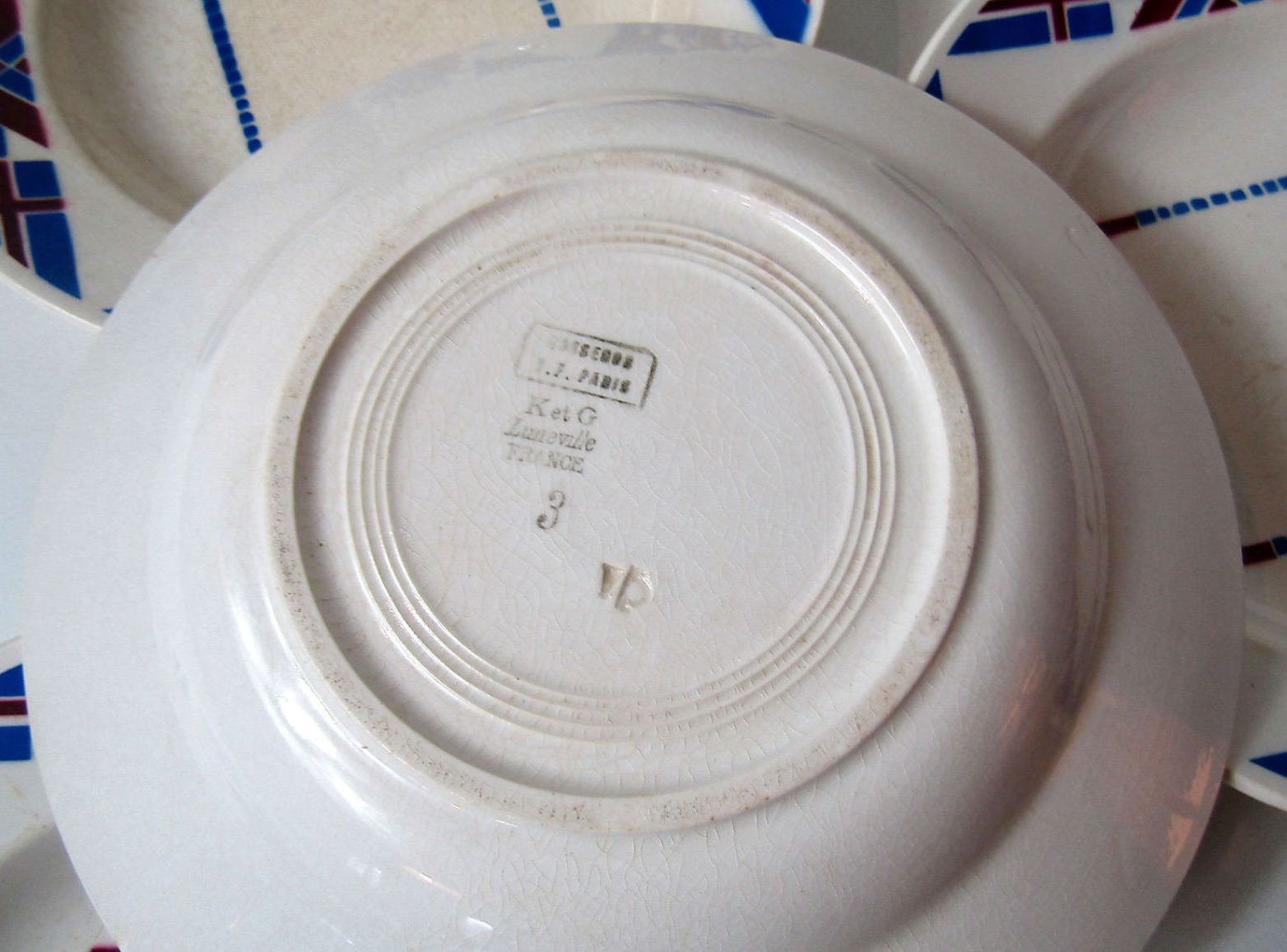 Set of 6 old luneville ceramic hollow plates