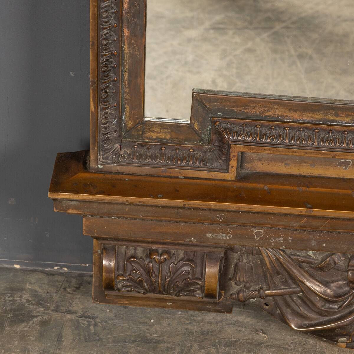 Antique 19thc cast bronze mirror, royal insurance company c.1880