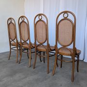 Set of 4 Mid-century Bentwood Cane Dining Chair, Thonet Style, 1970s Yugosl