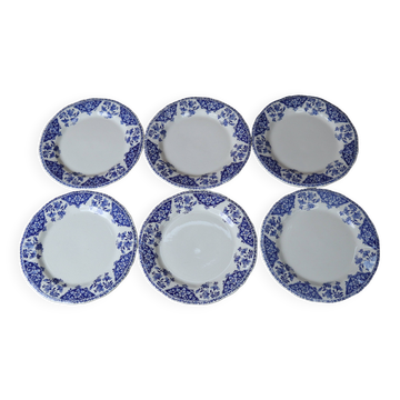 6 flat plates in old Gien earthenware