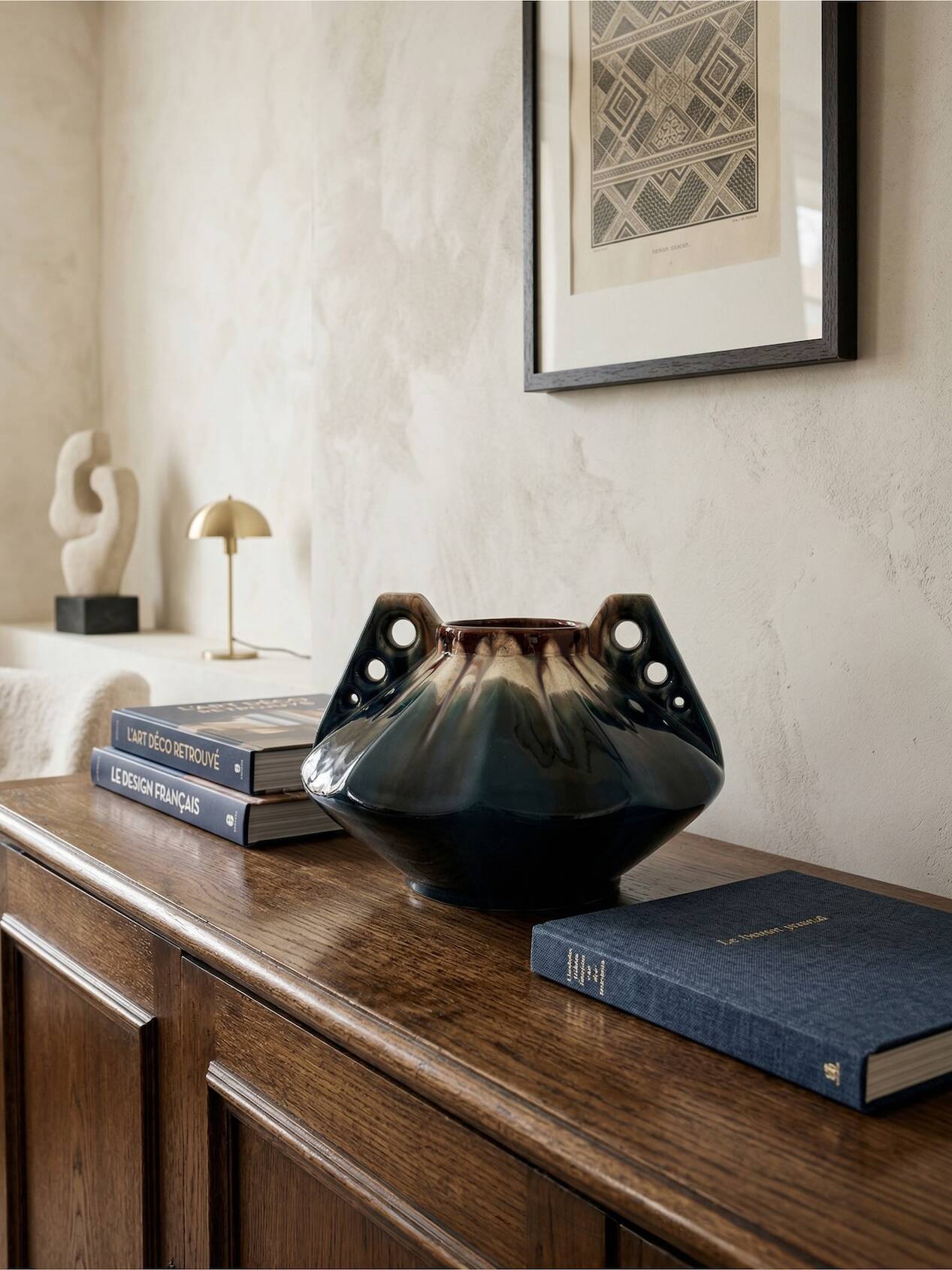 Art Deco vase in glazed ceramic attributed to Thulin, Belgium, 1930s.