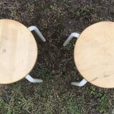 Set of 4 industrial style wood and metal stools