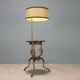 Lampadaire ancien avec table d’appoint en bronze et marbre, Italie, XXe siècle