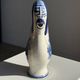 Vintage white ceramic carafe with blue Gjel-style decoration, USSR.