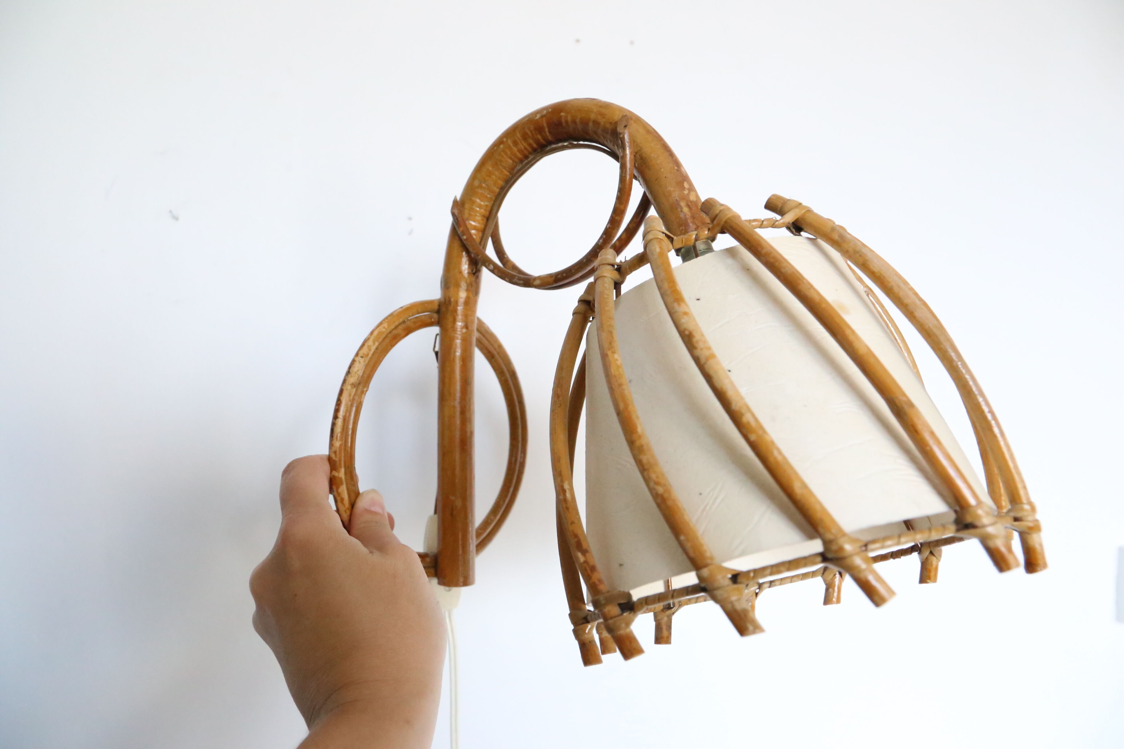 Rattan sconce, vintage