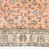 7x10 Soft Pastel Orange Handmade Floral Turkish Vintage Rug