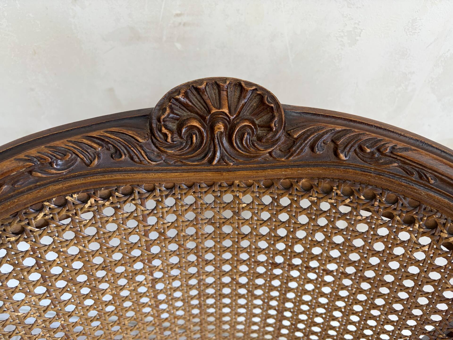 Wood and cane armchair