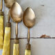 Brass and bakelite dessert cutlery