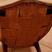 Pair of Louis XV chairs – carved wood & antique upholstery – late 19th century