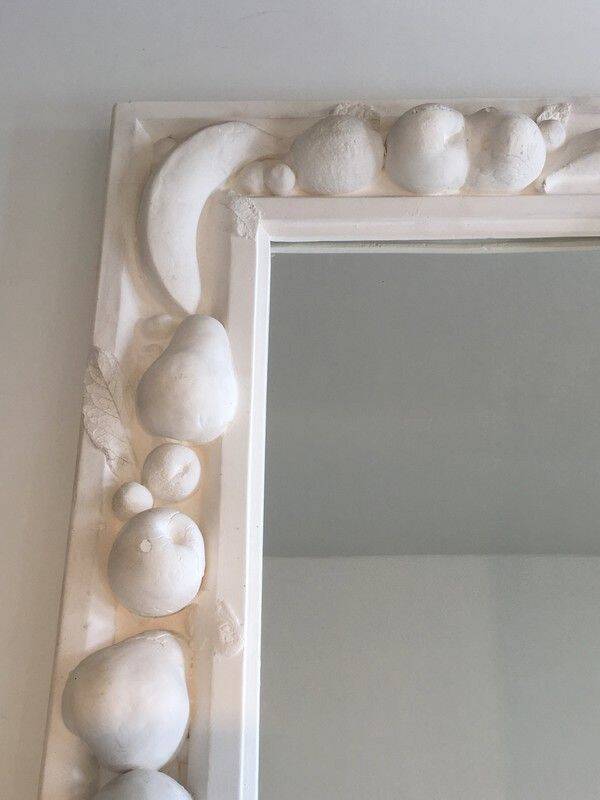 Unique decorative plaster mirror with fruit decorations