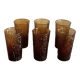 6 orangeade glasses with tree bark
