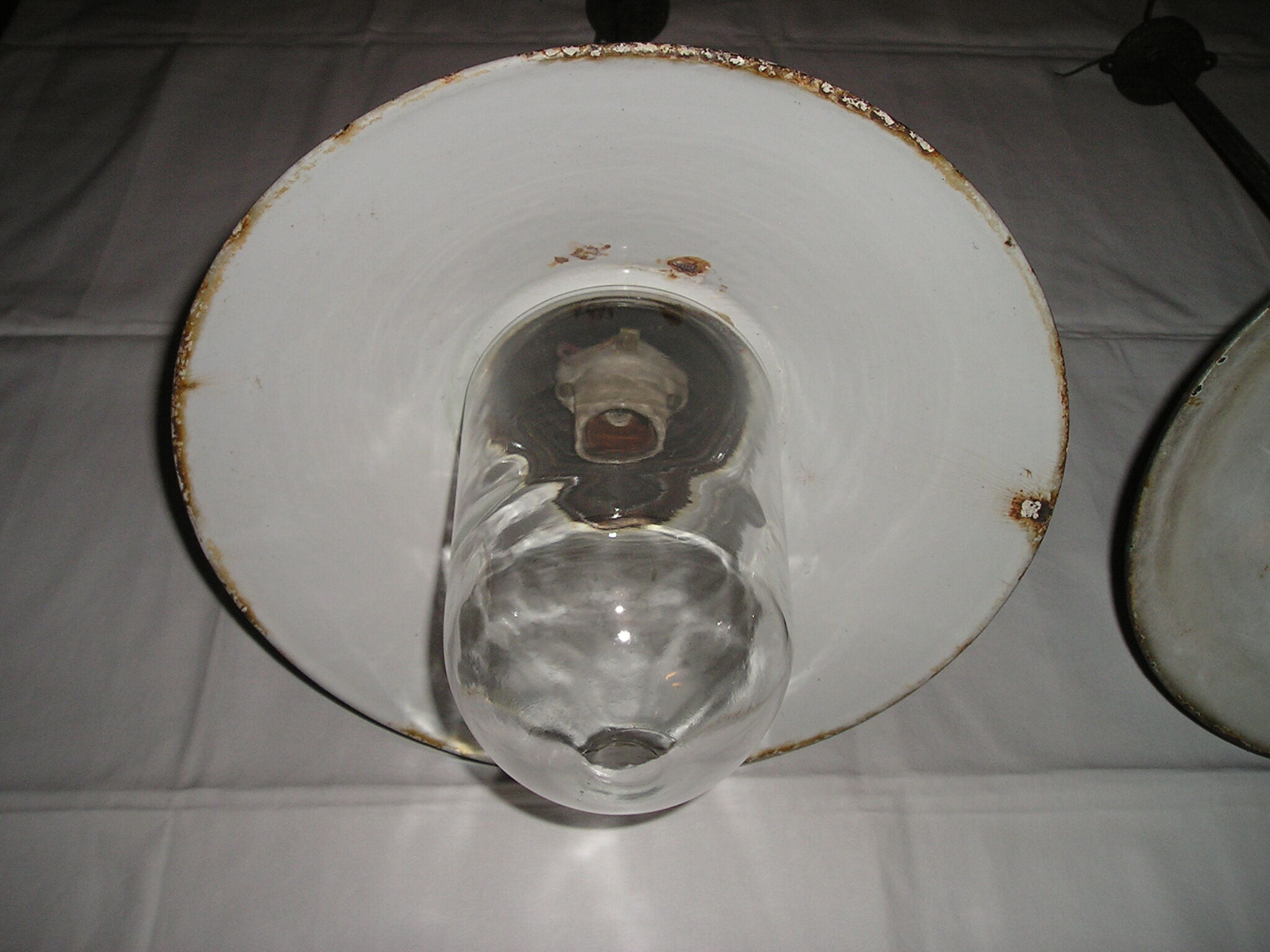 Set of 2 industrial metal enamelled sheet metal pendant lights