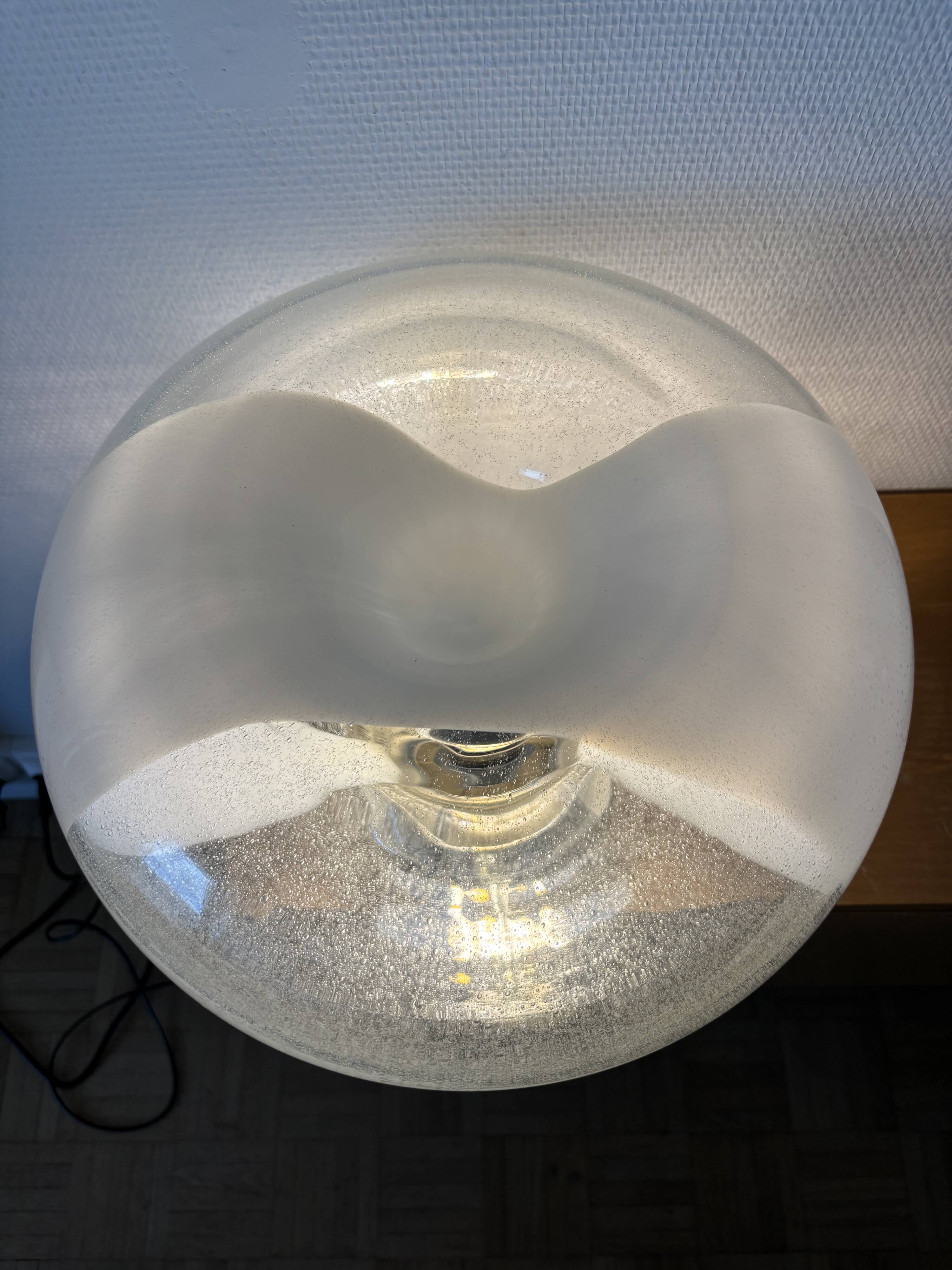 Mazzega Lampe Murano  Verre Puliginiso et inox 1971