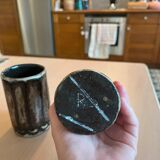 Ceramic soap dish and 2 assorted glasses