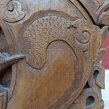 Important Indonesian bench in carved wood, Early 20th century