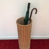 Vintage umbrella holder in wicker rattan