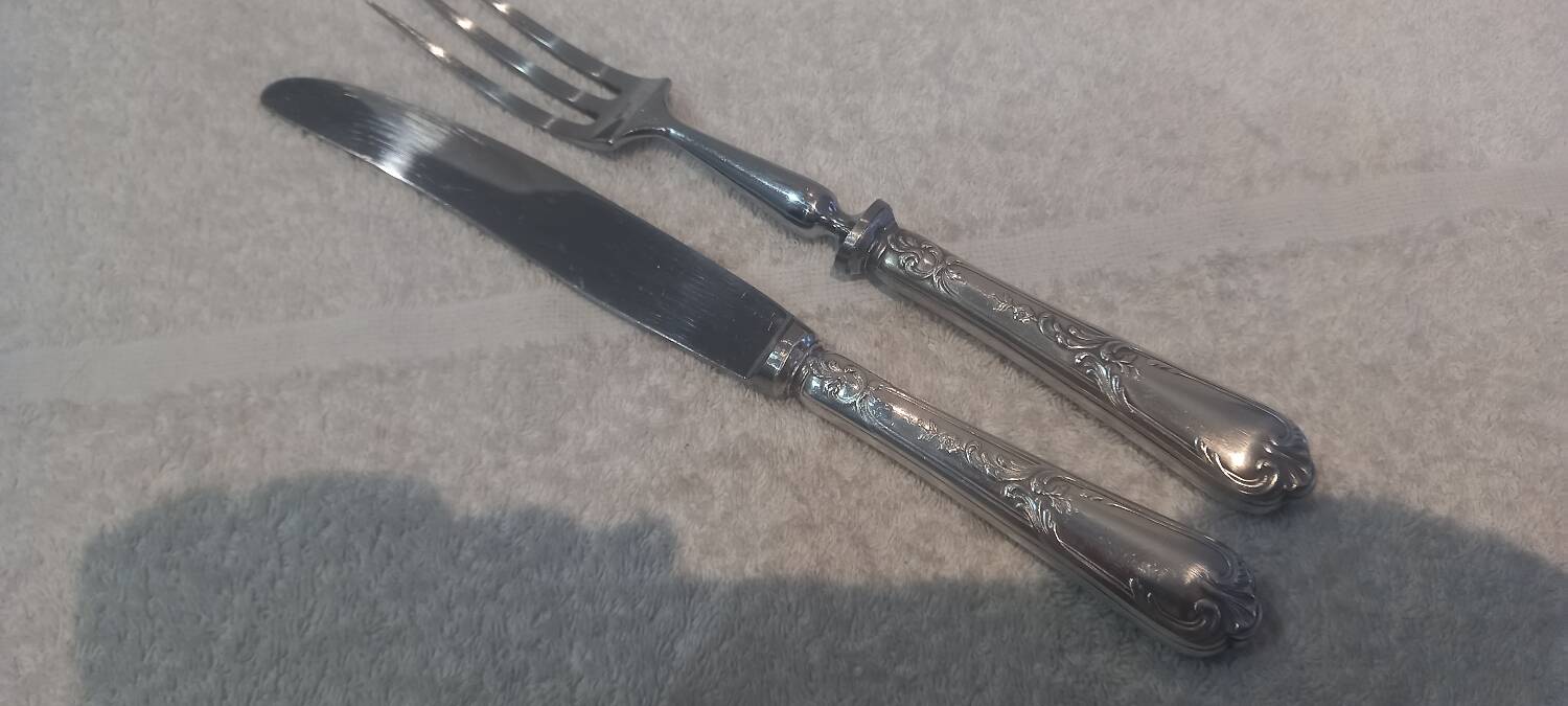 2-piece carving set, silver plated metal, Ercuis LXV 29