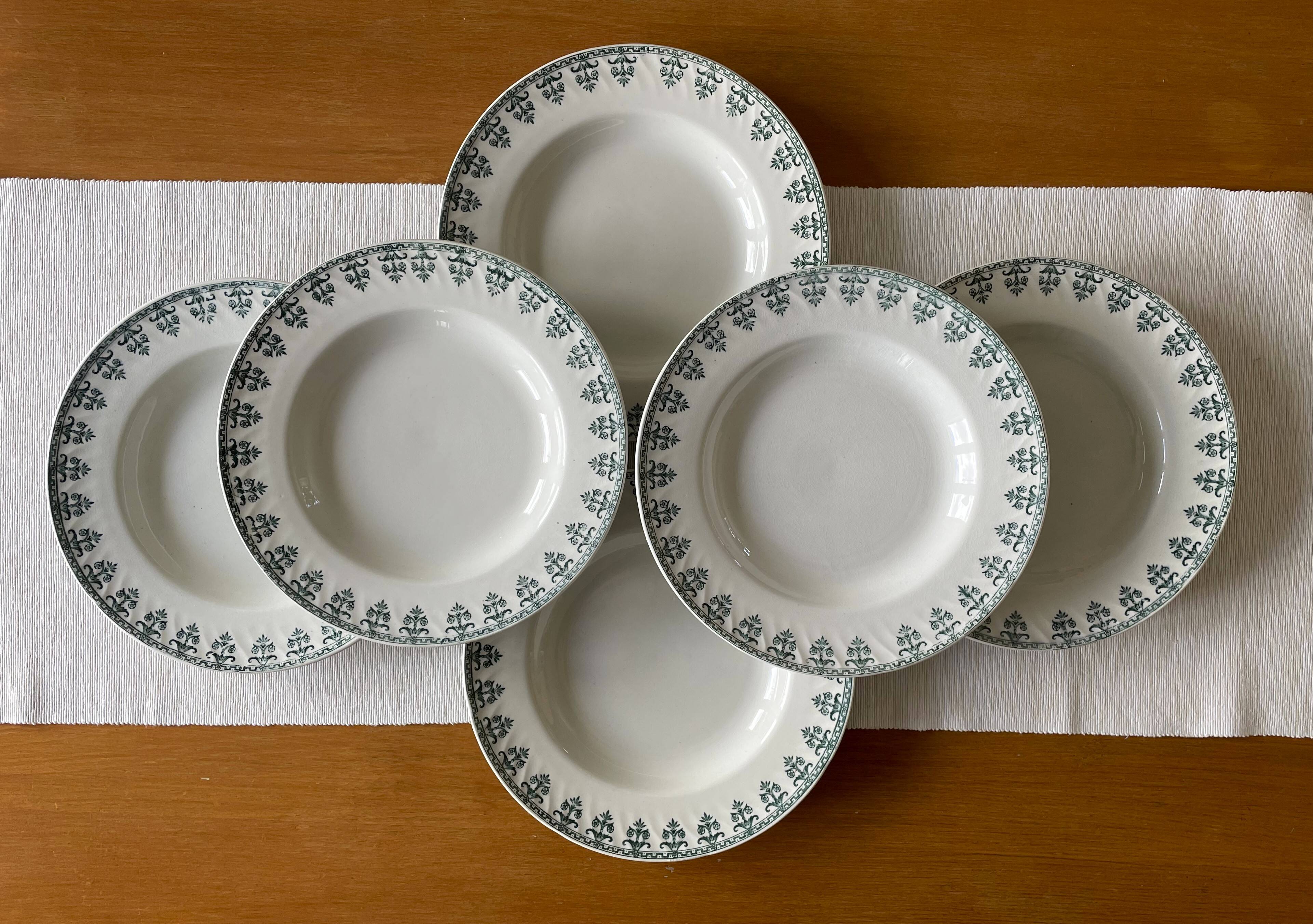 6 antique deep plates in Gien earthenware