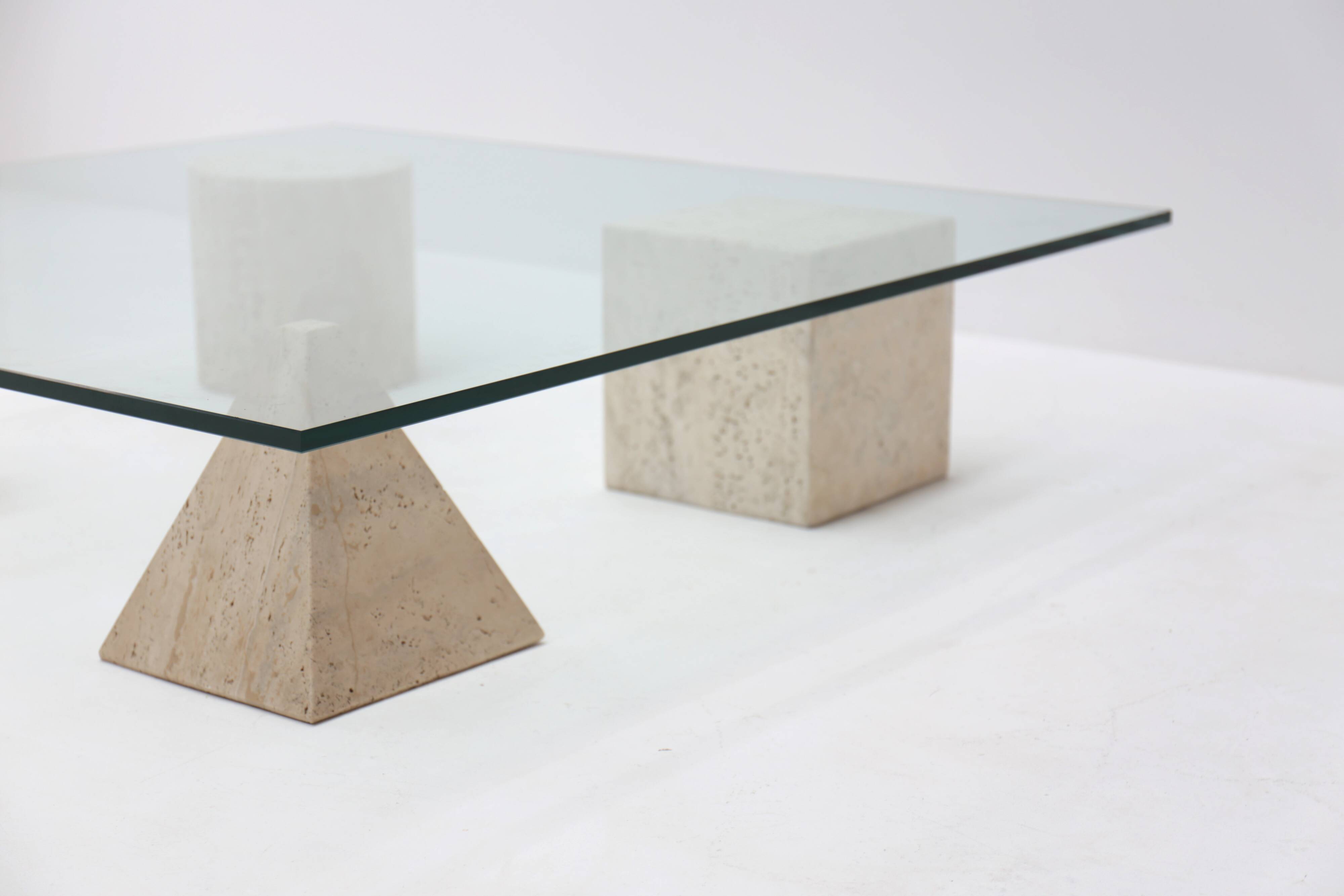 Metafora travertine coffee table by Massimo & Lella Vignelli, Italy