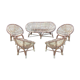 Set of 4 armchairs and 1 vintage rattan bench (5 pieces) inseparable.