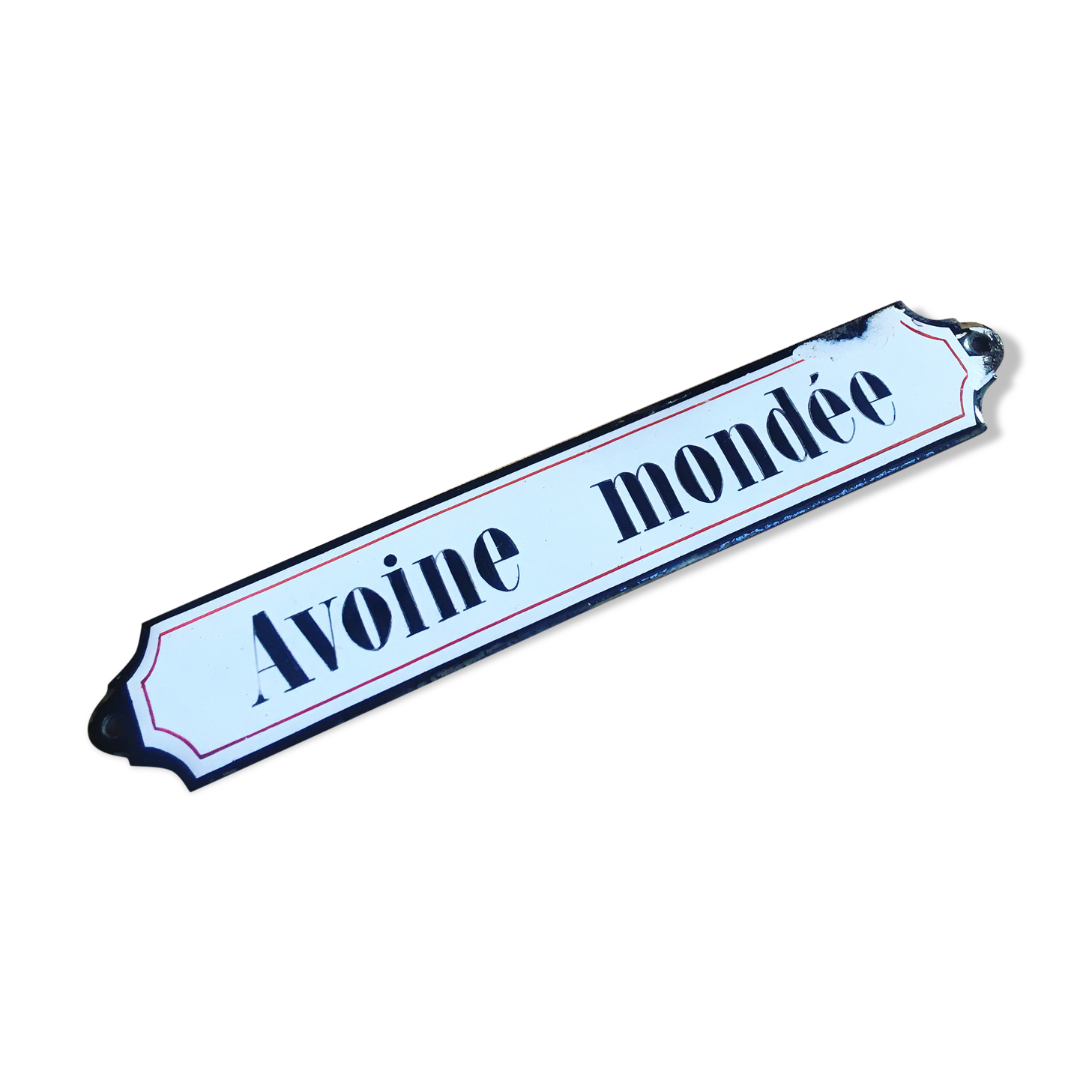 Ancient enamelplate of seed or grocery store. Furniture by trade. 1900s/1910s.