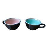 Set of 2 vintage bar coffee cups Leveille Mabit Paris black pink v