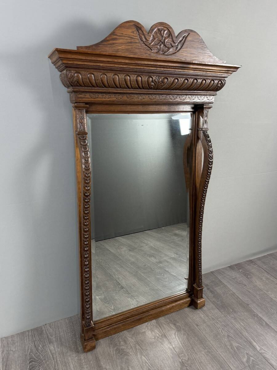 Large carved wooden mirror, late 19th century