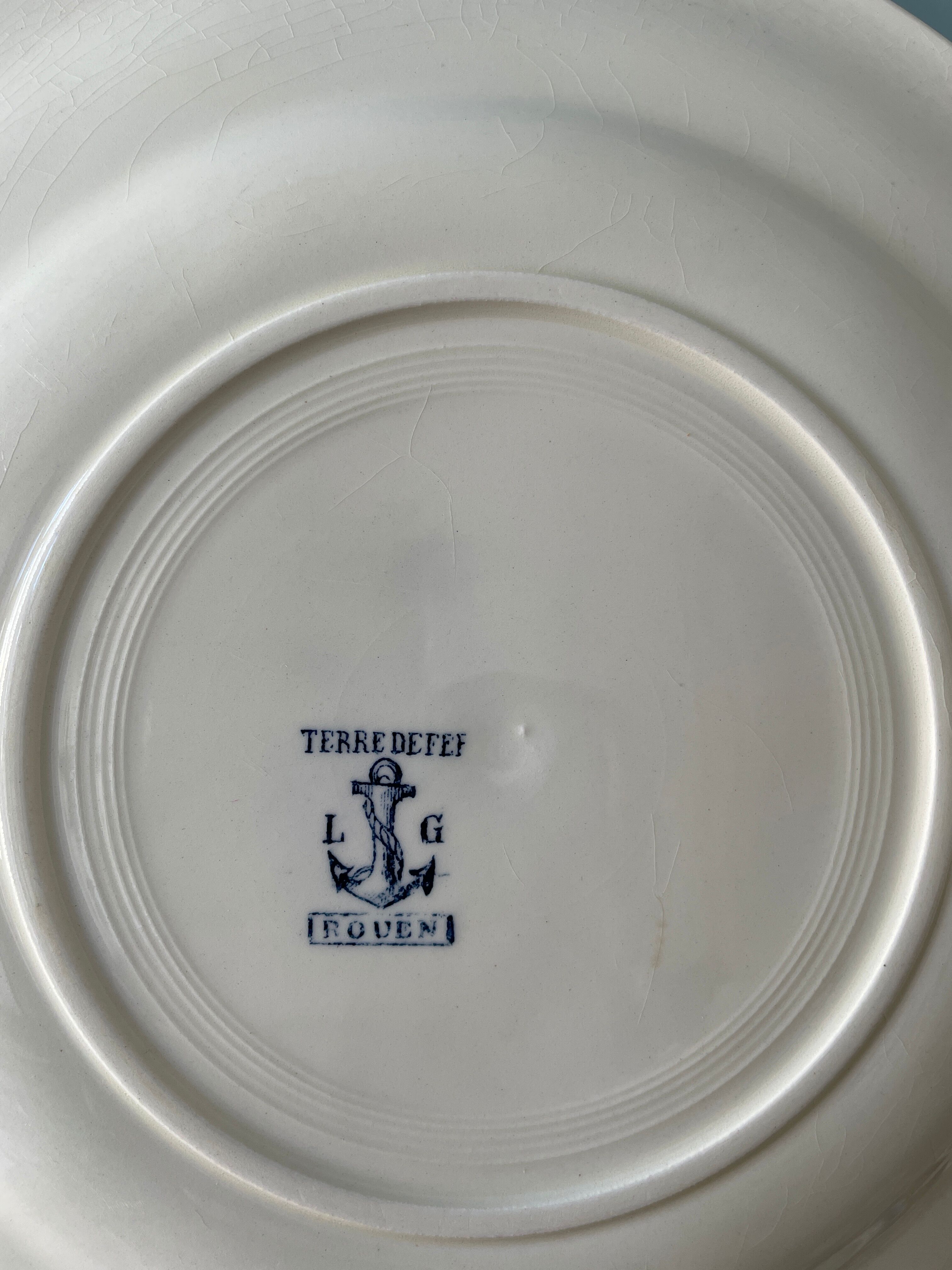 Set of 12 flat plates Terre de Fer L.G "Rouen" XIX