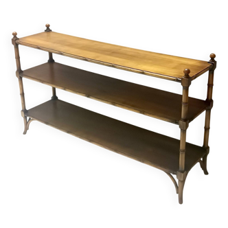 Rectangular Durmast Etagere / Console Tabe with Two Shelves, Italy