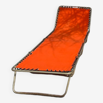 Vintage deckchair 1970 orange