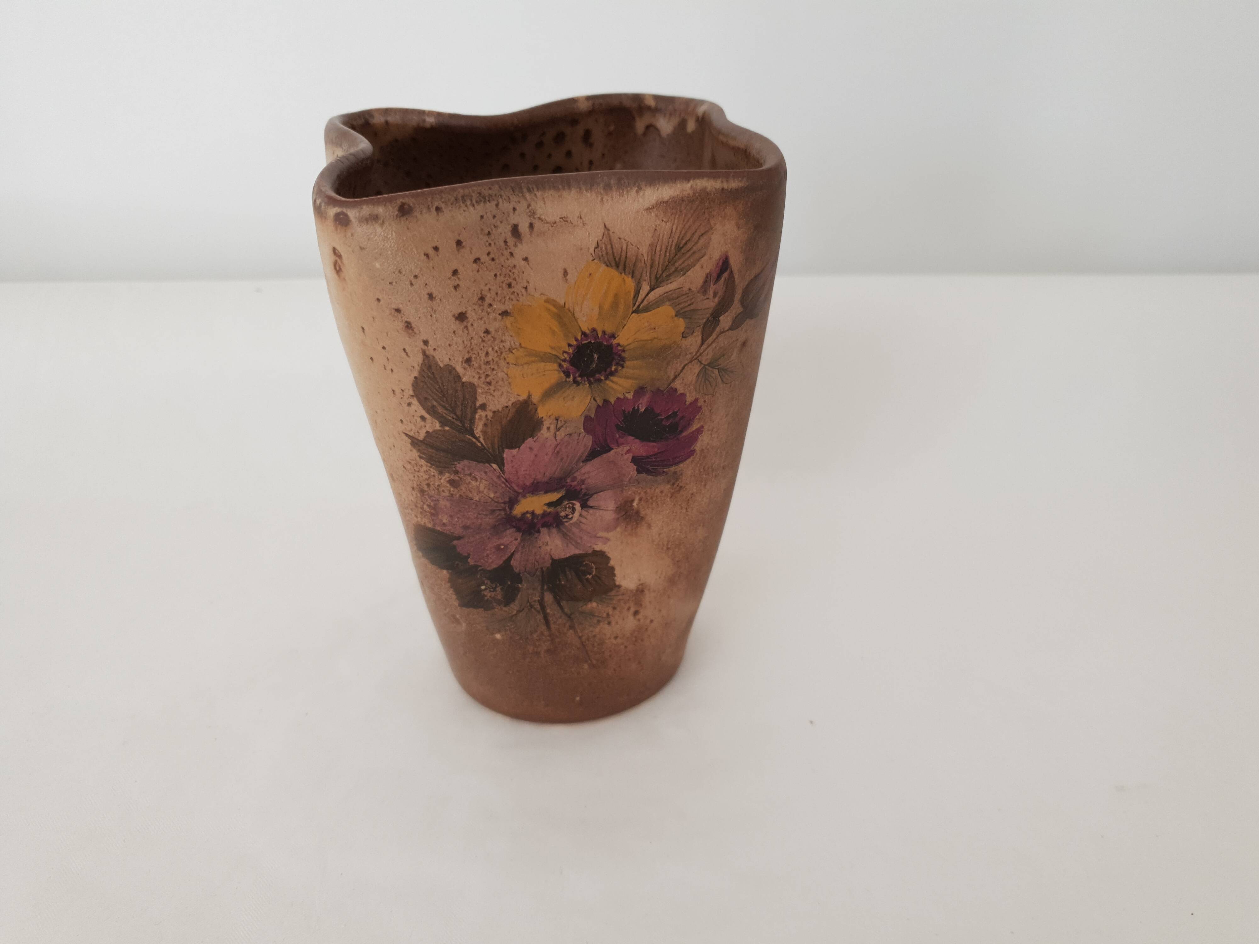 Ceramic vase with floral motif signed Vallauris