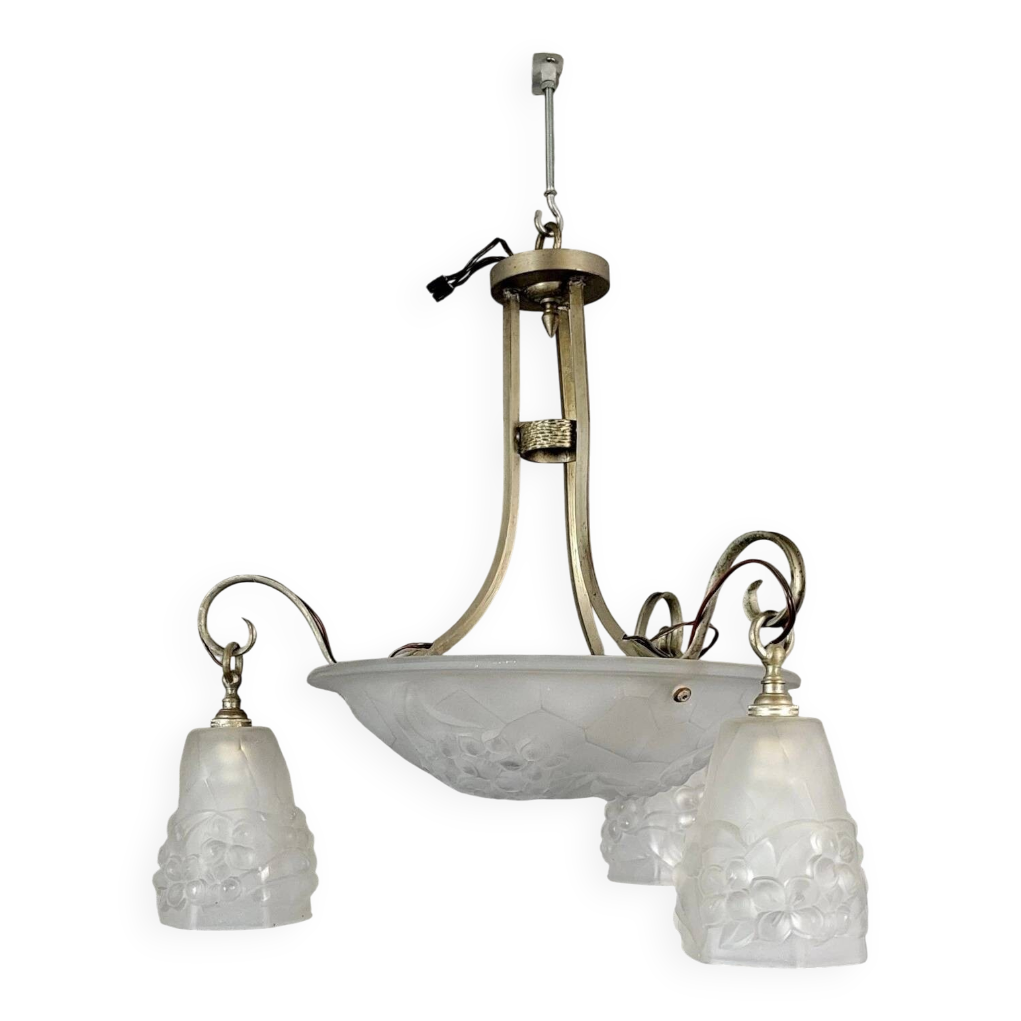 Lustre époque Art déco en verre moulé pressé vers 1930