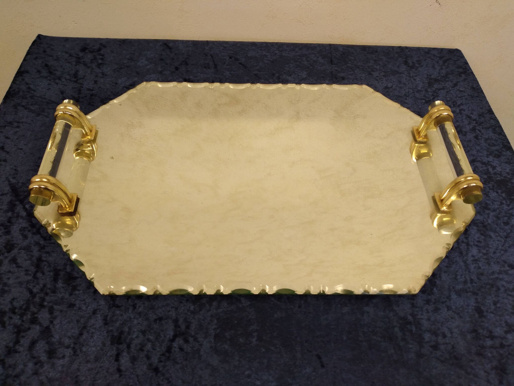 Plateau Art Déco biseauté vintage St Gobain