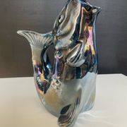 Vintage iridescent porcelain fish dish