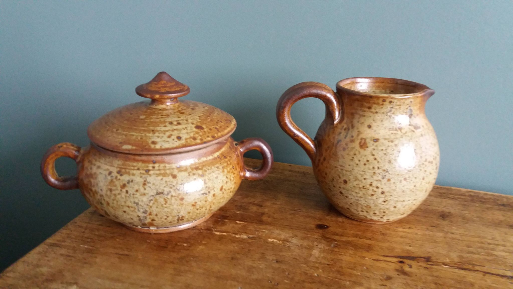 Tea or coffee service in Puisaye stoneware, signed Jean-Pierre Prud’homme