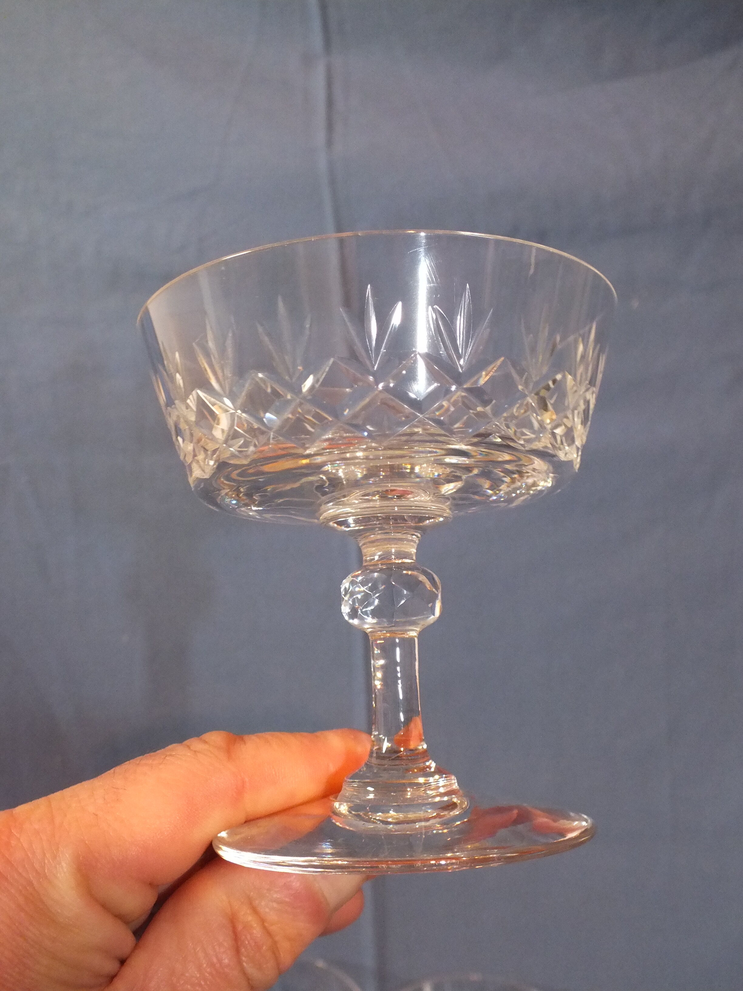 Set of 8 crystal champagne glasses cut around 1900
